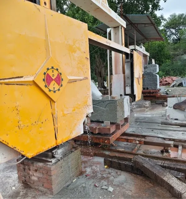 Granite sculpture block on the CNC wire saw machine