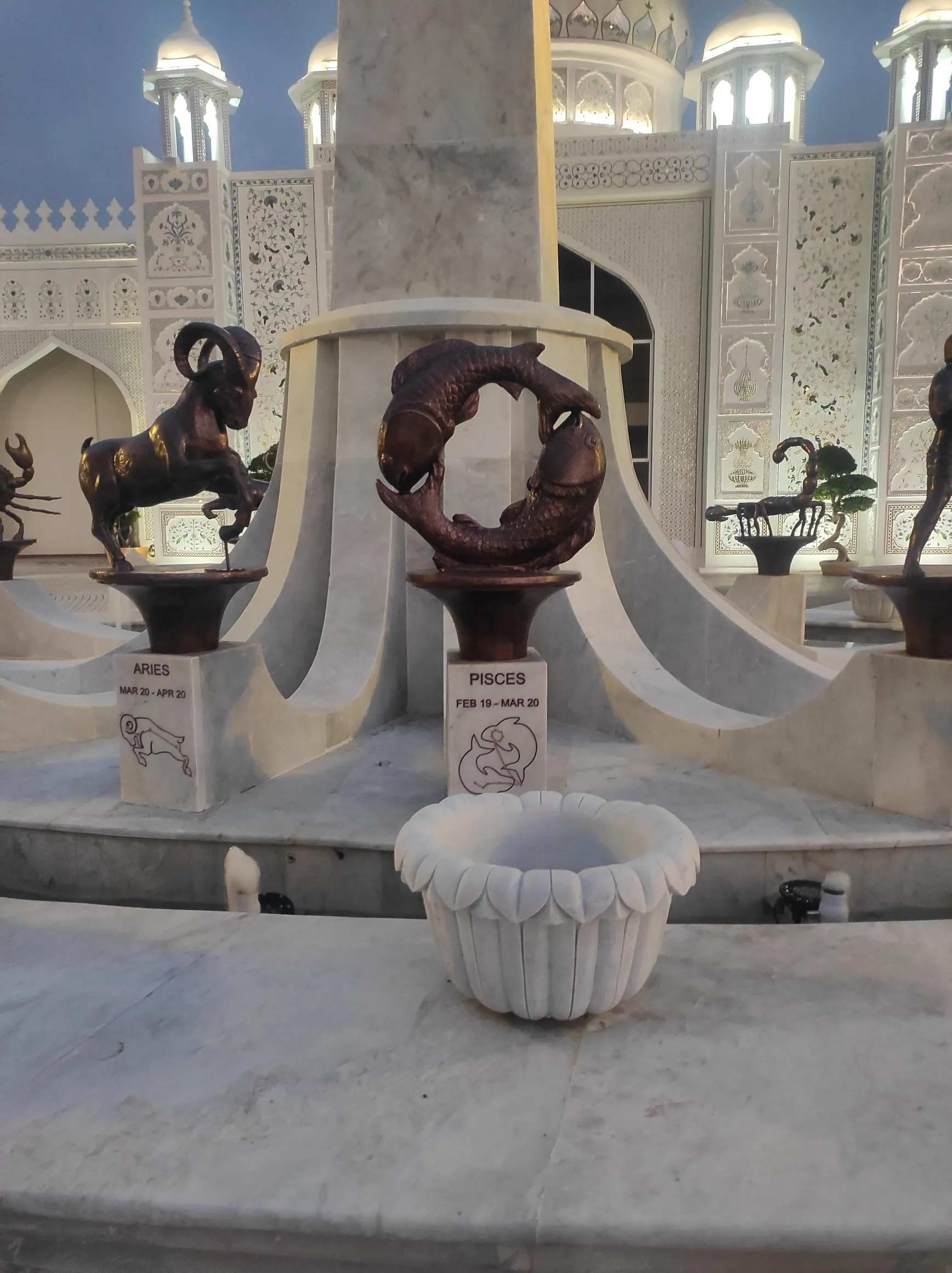 Marble fountain with carved basin