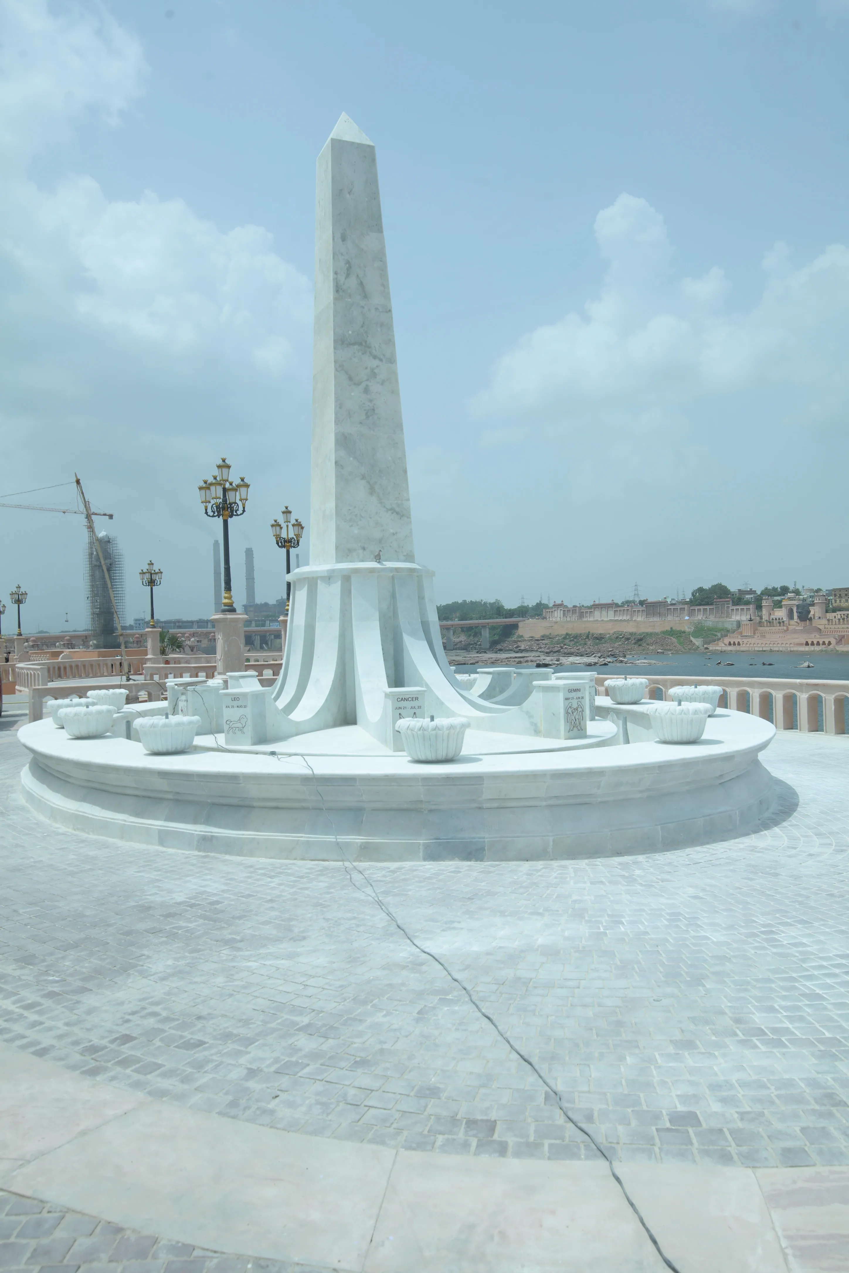 Custom obelisk monument on a plaza