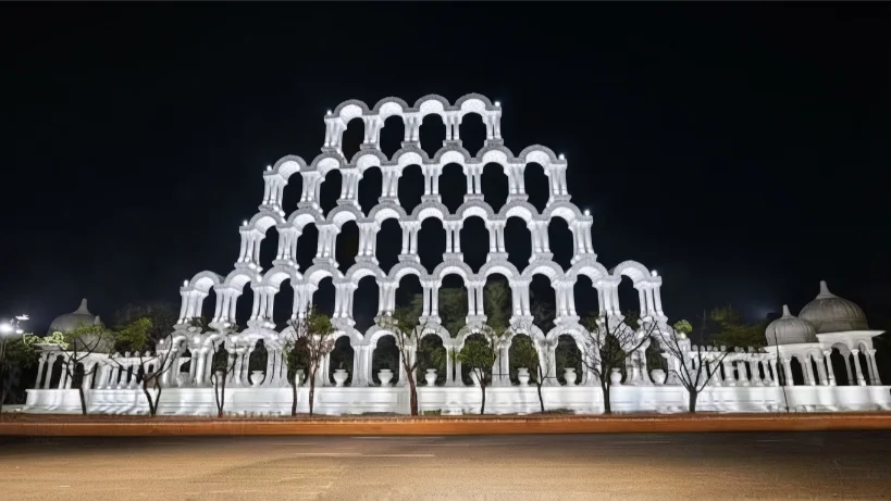 Monumental marble gateway structure
