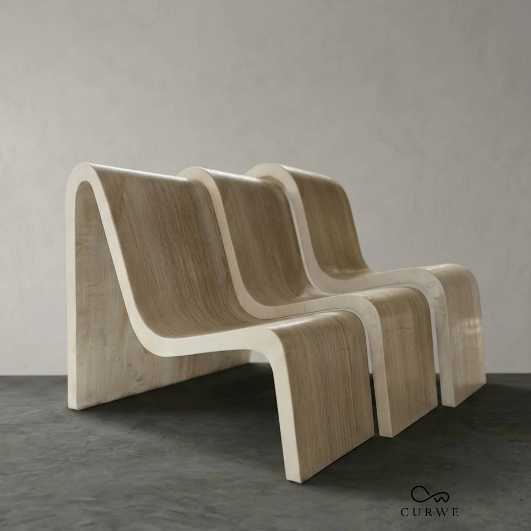 Three-seat sculptural stone lounge seating