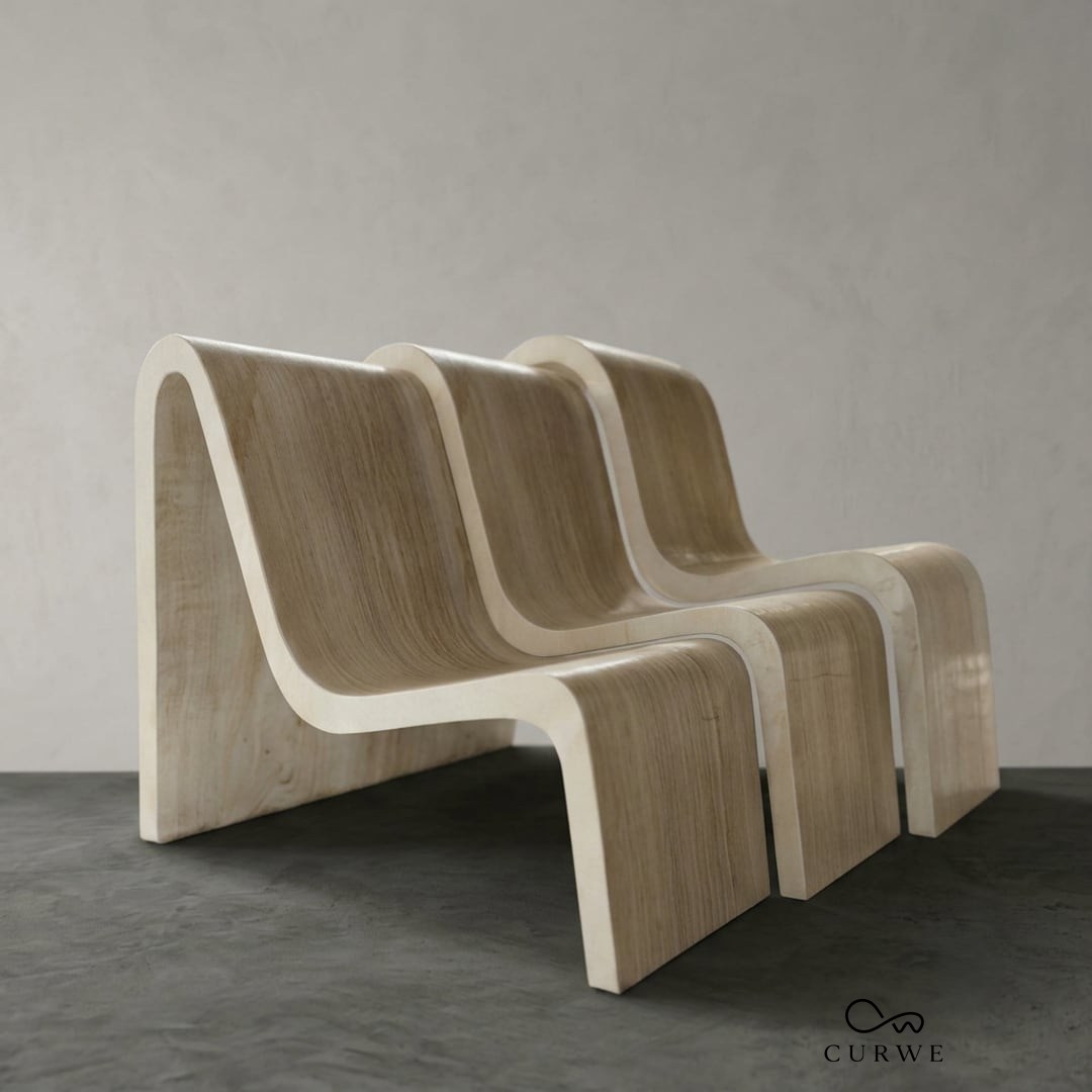 Three-seat sculptural stone lounge seating