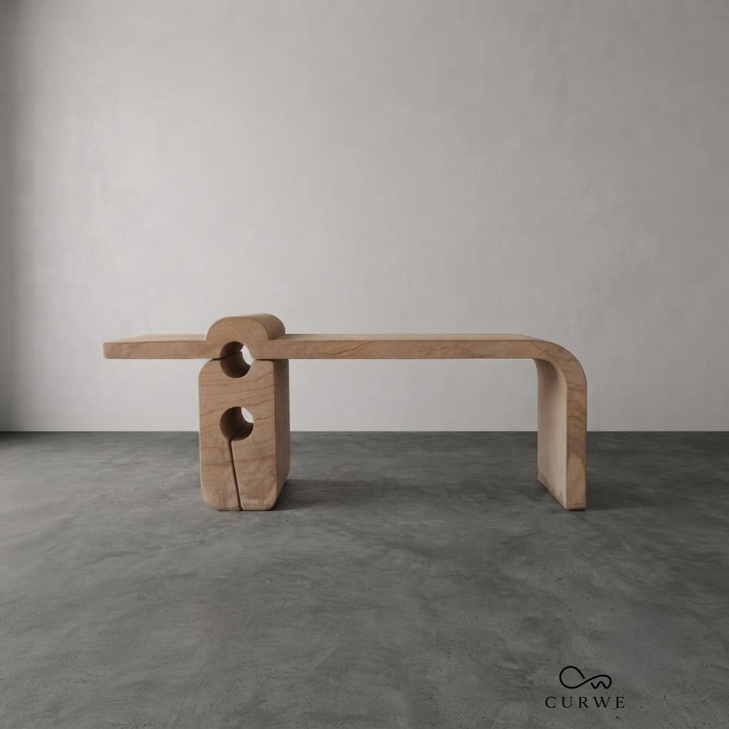 Sandstone console with a sculptural carved support