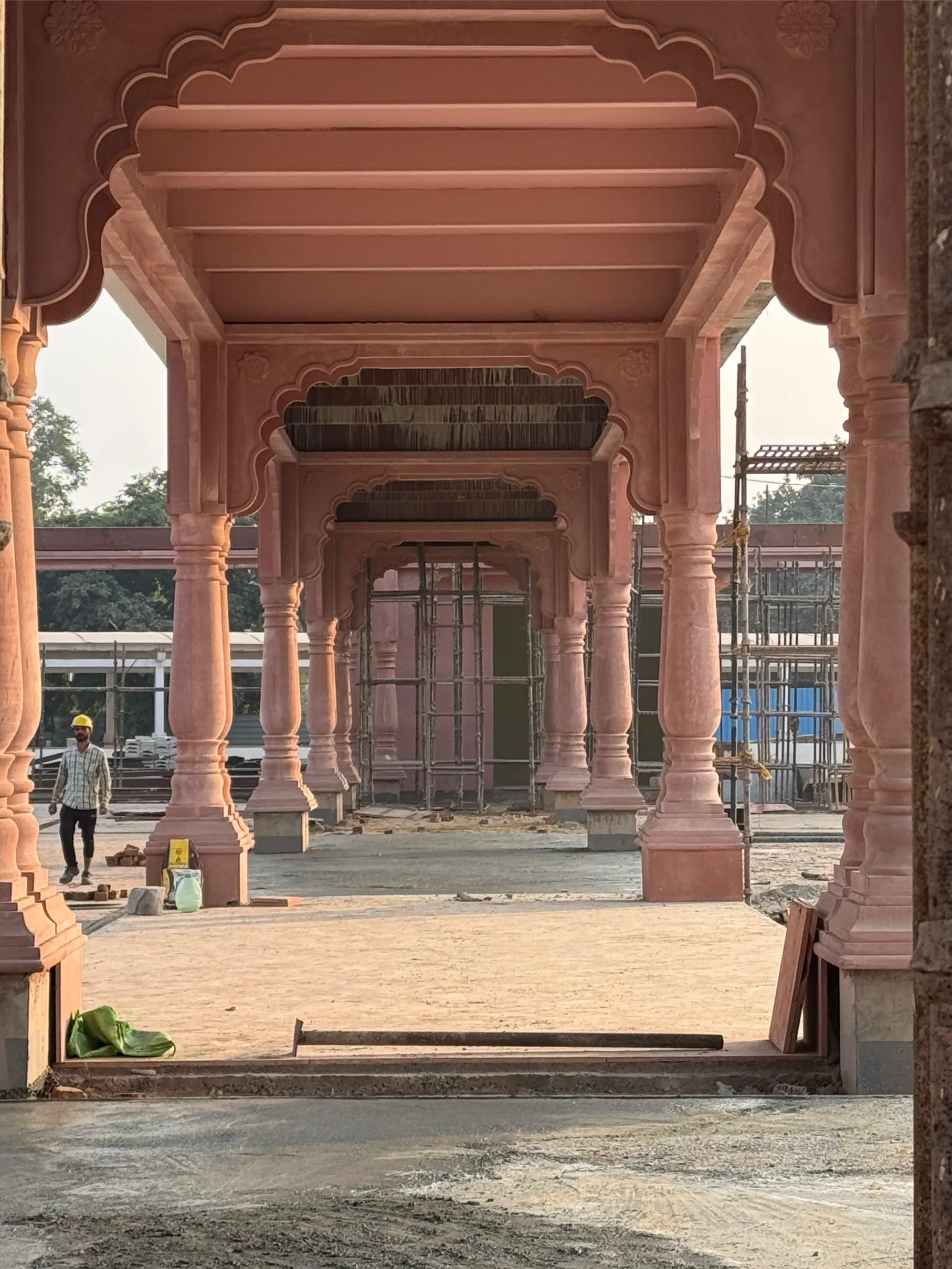 Carved sandstone pillared portico – Jaipur Junction Redevelopment, Jaipur