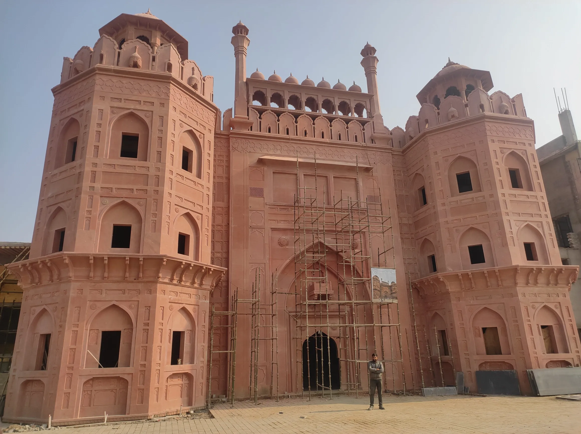Fort gateway as scaffolding comes down – Red Fort, Kota