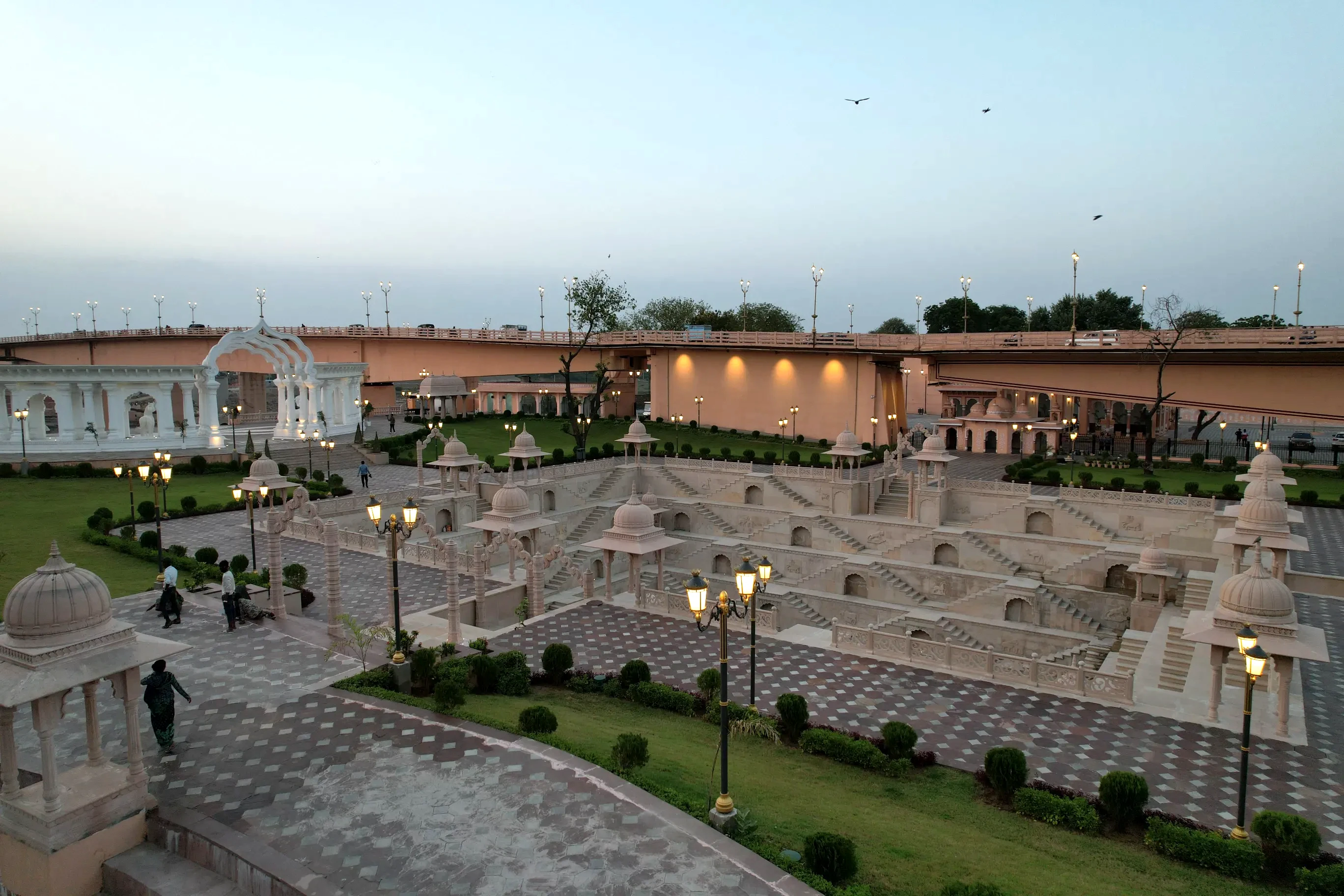 Stepwell at dawn with lamp posts – Stepwell, Nayapura, Kota