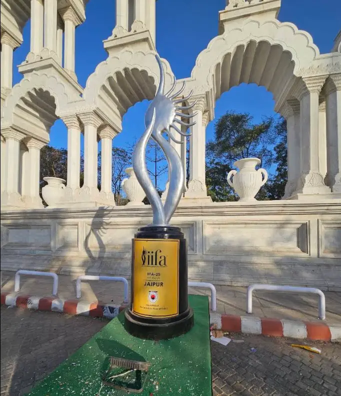 IIFA Jaipur trophy displayed in front of the marble arches – Toran Dwar – Gateway of Rajasthan, Jaipur
