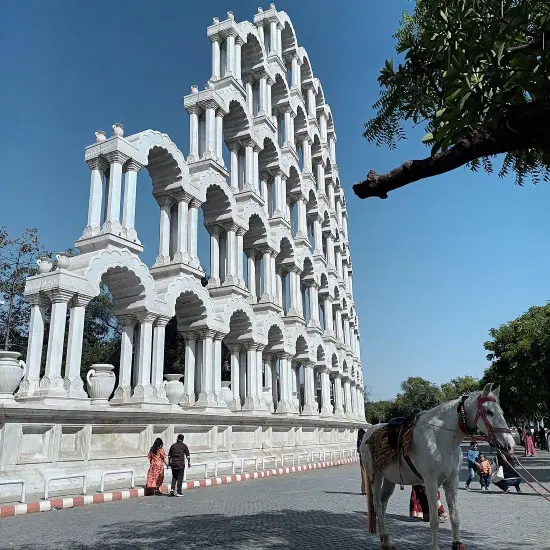 Side view of the tiered marble arch gateway – Toran Dwar – Gateway of Rajasthan, Jaipur