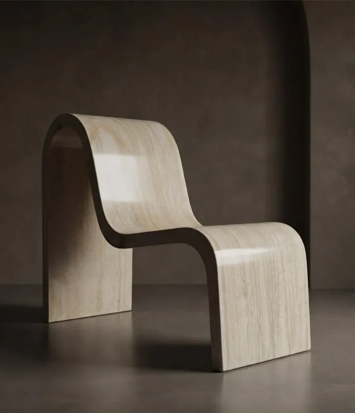 Sculptural curved stone lounge chair