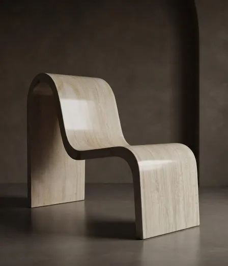 Sculptural curved stone lounge chair